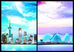 唯美建筑背景本子封面
