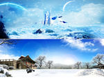 蓝色梦幻唯美冬季背景
