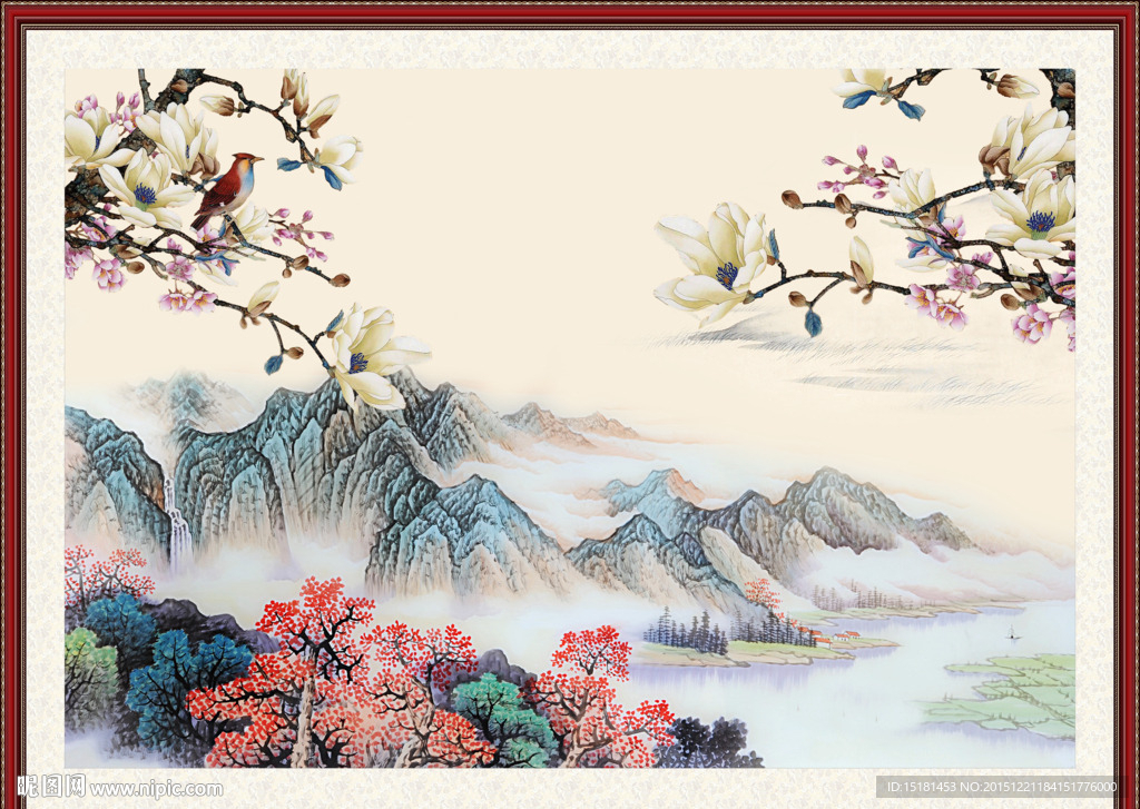 国画玉兰花