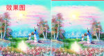 油画女孩花飘扬视频背景
