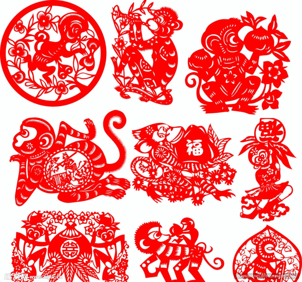 猴子剪纸