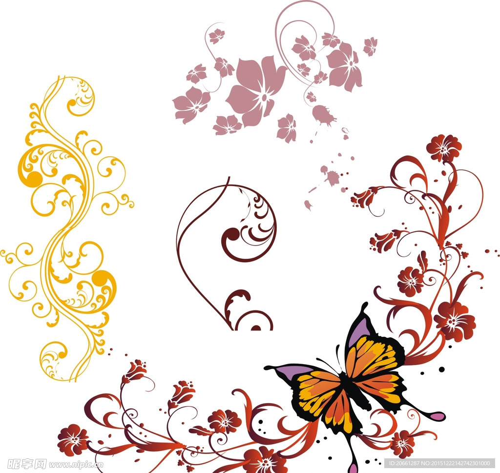 矢量花纹 蝴蝶