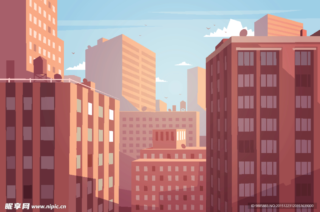城市楼群插画