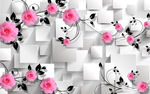 玫瑰藤蔓3D背景墙