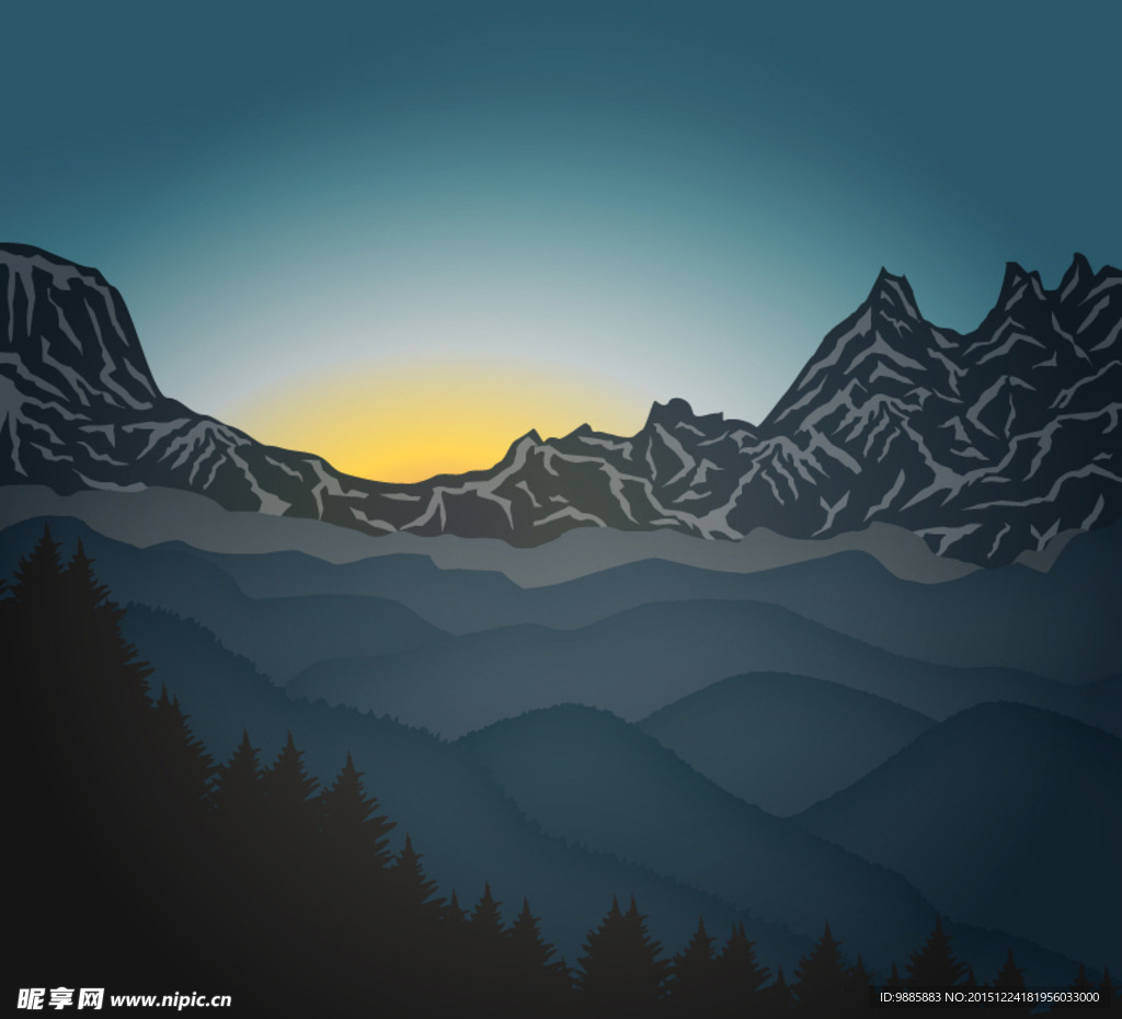 日出山林风景
