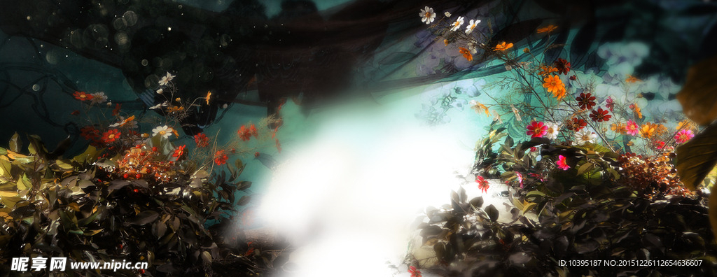 淘宝女装花卉背景海报