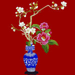 刺绣 花鸟 花瓶