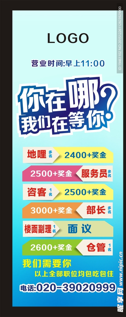 餐饮 招聘展架