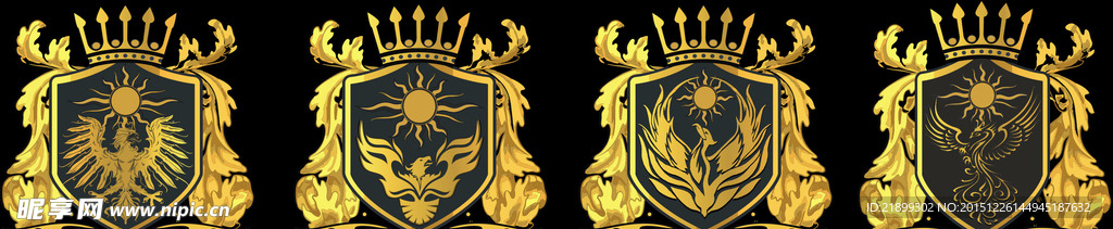 金色 凤凰 皇冠 logo