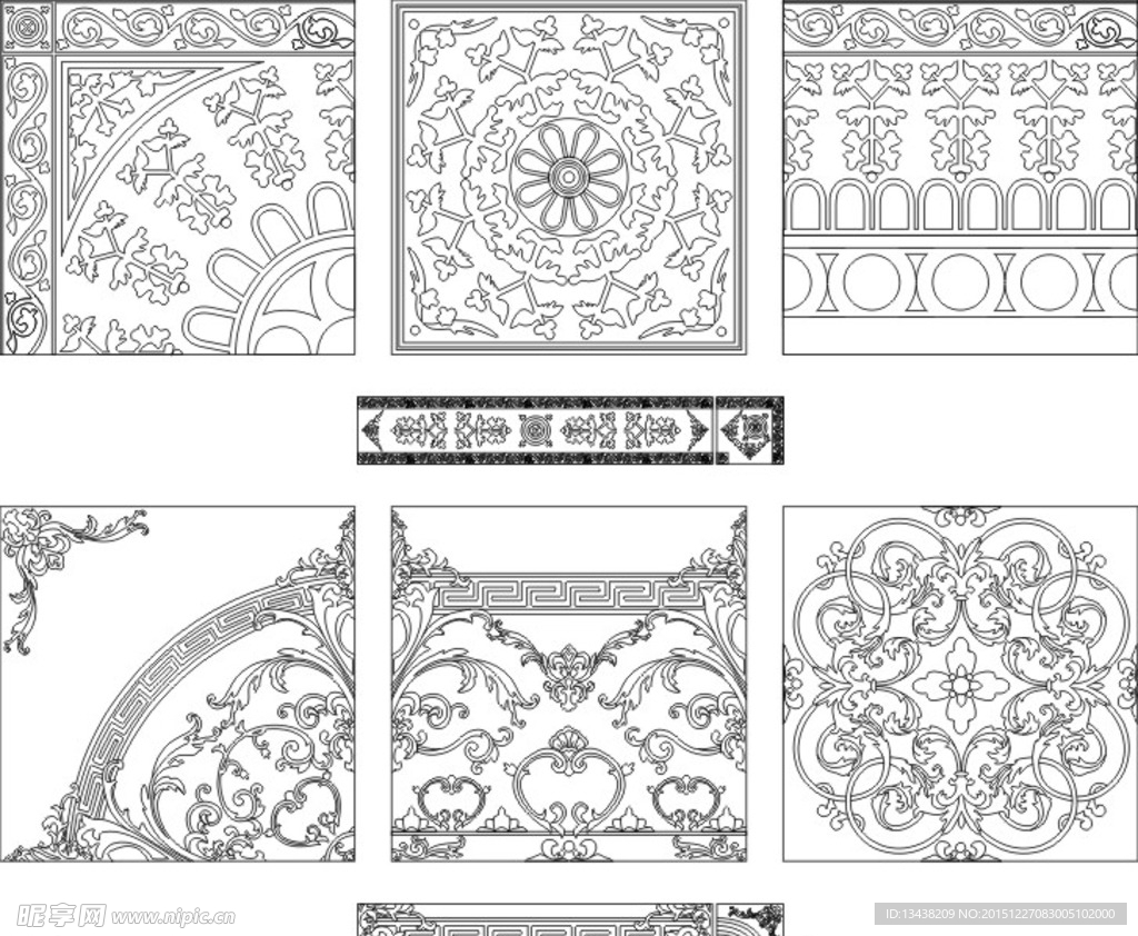 矢量瓷砖花纹图