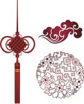 矢量中国结 祥云 圆形花纹