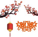 矢量梅花 灯笼 剪纸