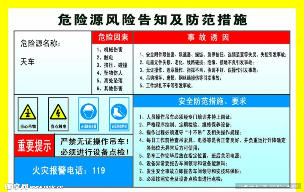 危险源风险告知及防范措施