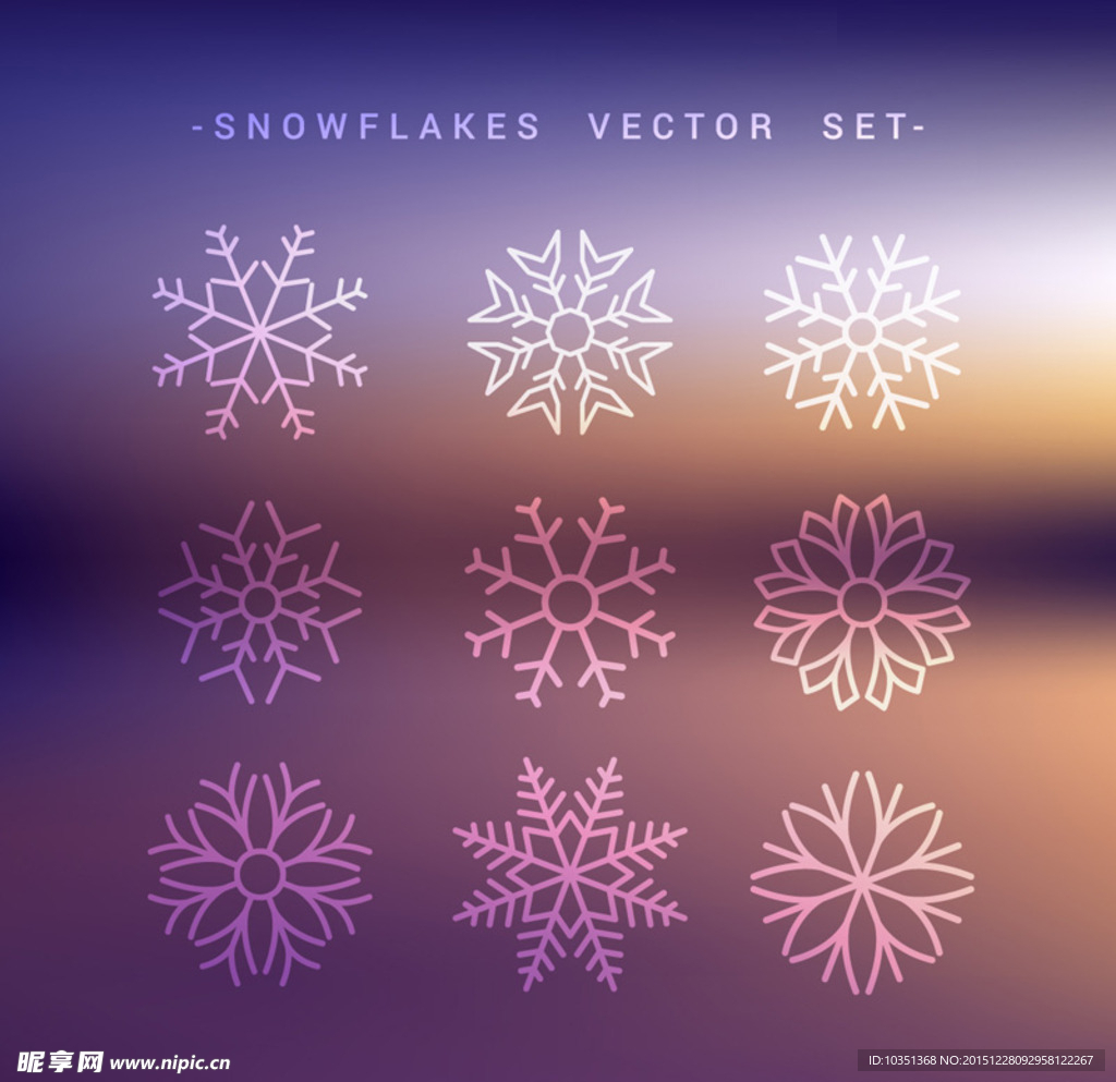 梦幻雪花设计矢量图