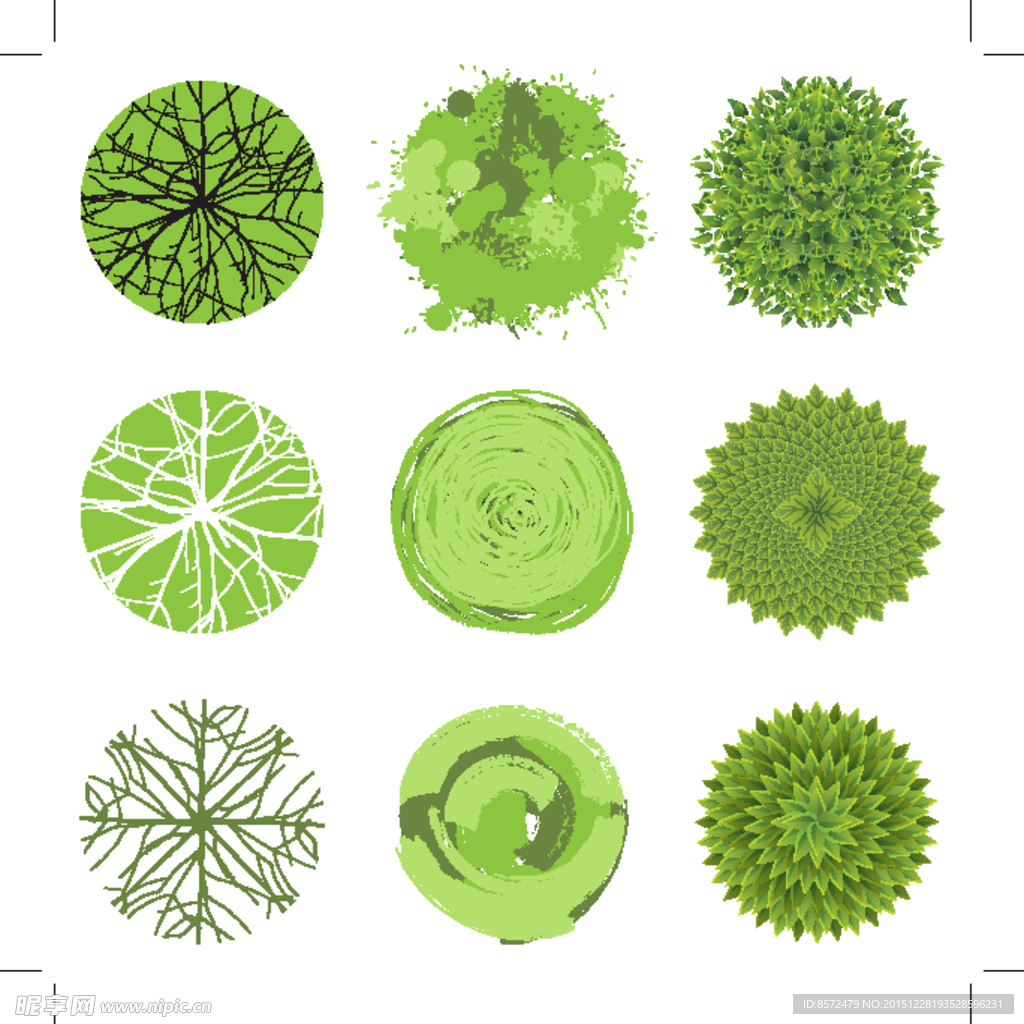 圆形环保绿色元素树叶