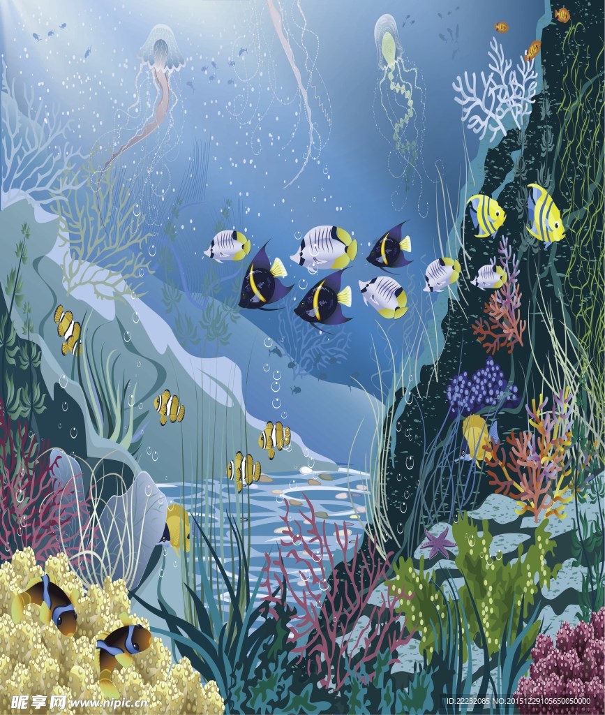 鱼缸蓝色海洋背景图片