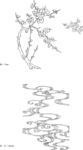 线描梅花和流水矢量EPS
