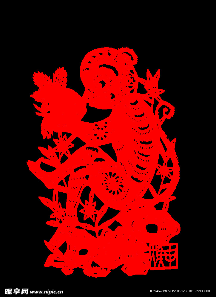 剪纸猴子