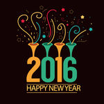 精致2016新年矢量贺卡素材