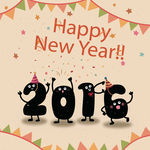 精致2016新年贺卡矢量素材