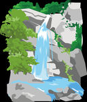 卡通矢量山水风景图
