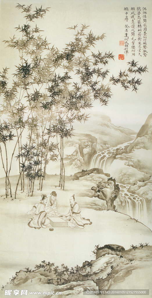 高清 中式 工笔  山水