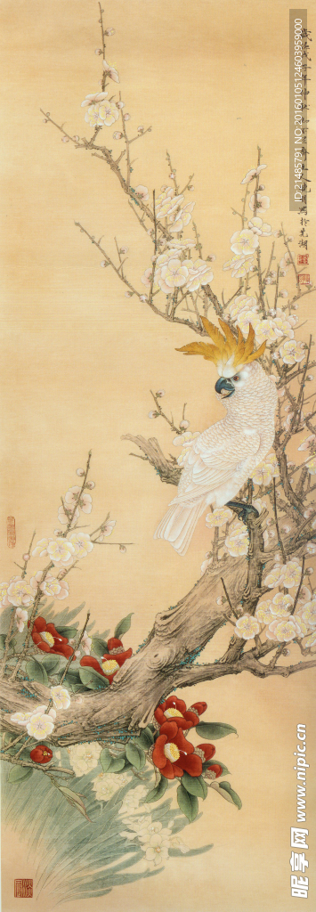 高清  中式  国画 梅花