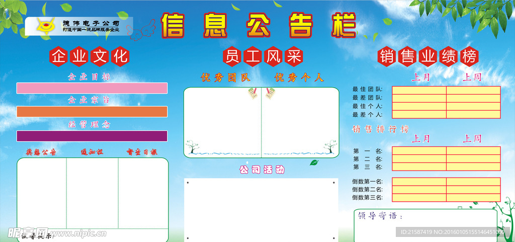 企业信息公布栏 文化墙