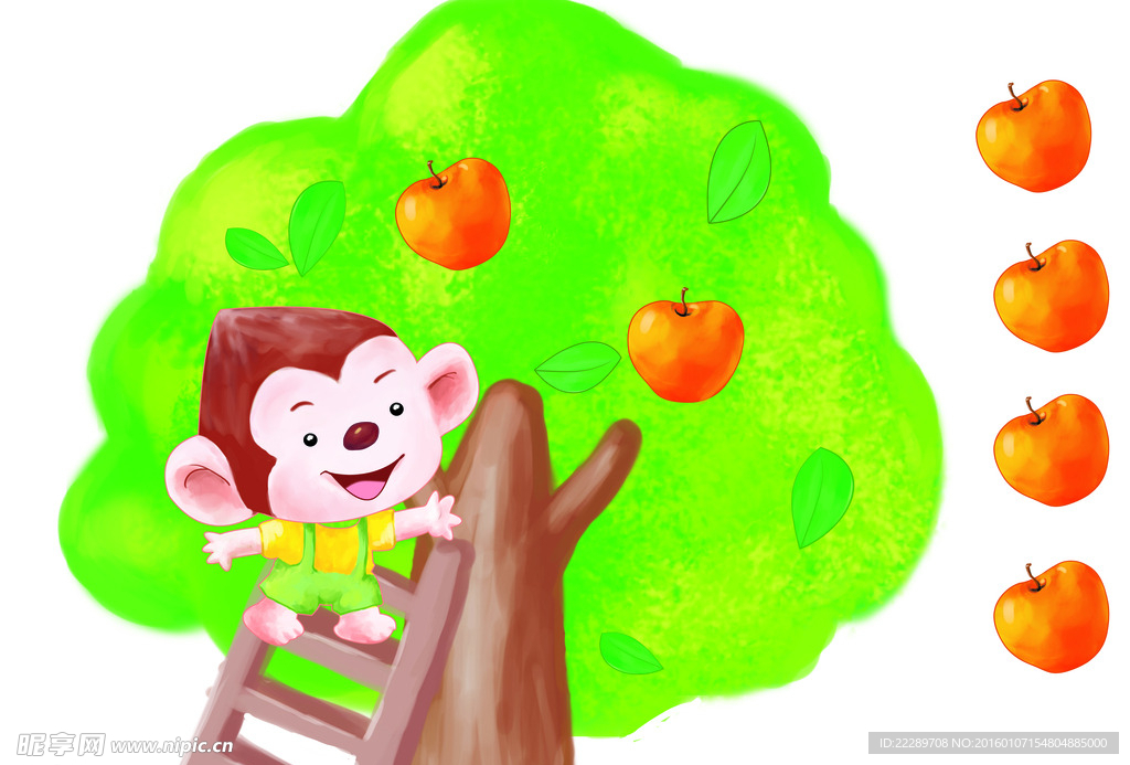 猴子摘桃子图片