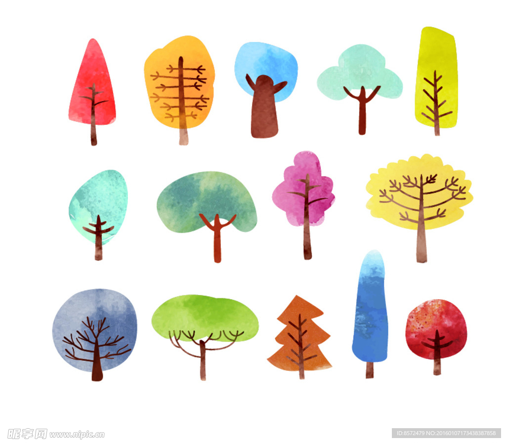 水彩树木设计