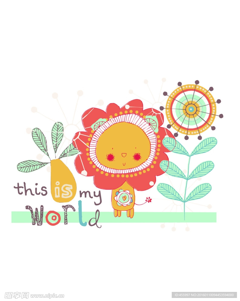 矢量卡通狮子印花图案