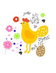 矢量卡通公鸡印花图案