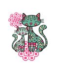 矢量卡通小猫印花图案