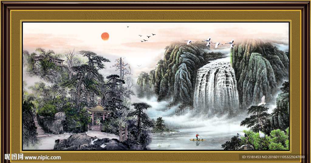 国画山水 江山如此多娇