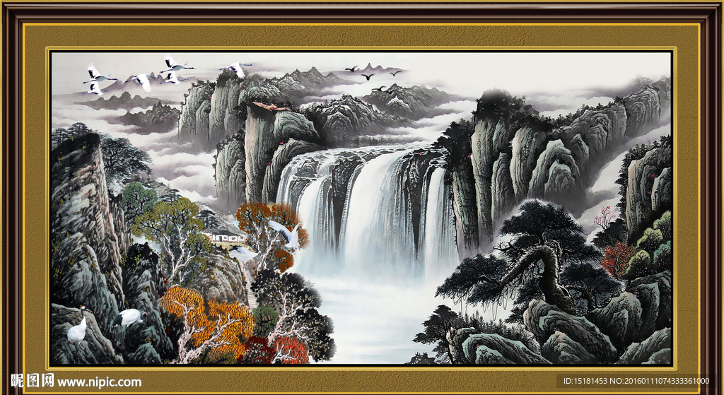 国画山水 高山流水