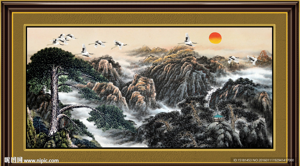 迎客松国画