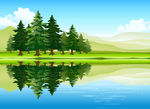 森林湖水美景