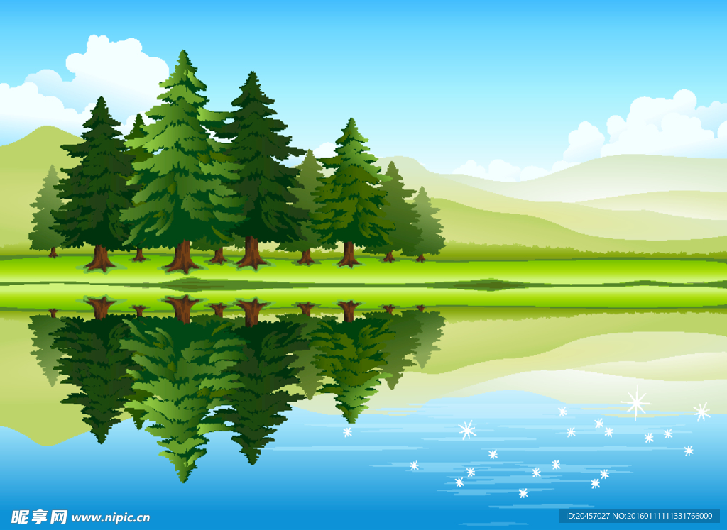 森林湖水美景