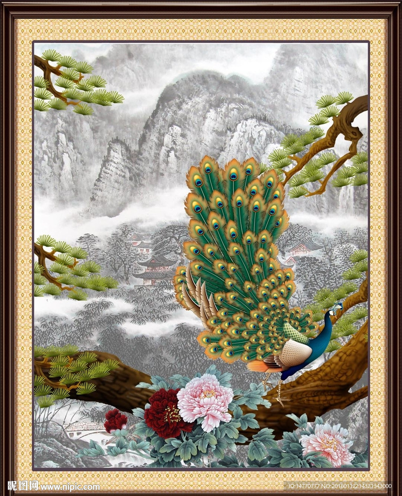 国画孔雀图