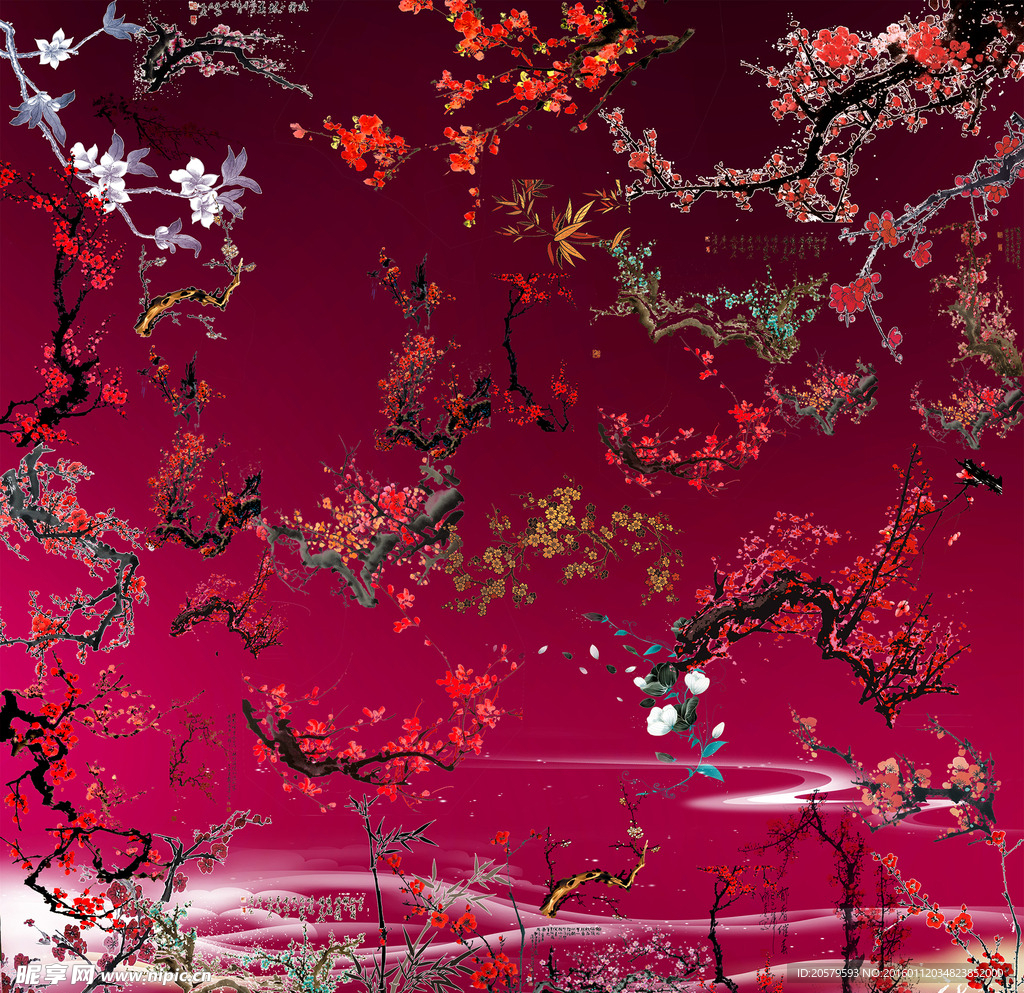 腊梅花枝psd素材