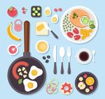 食物与餐具俯视图