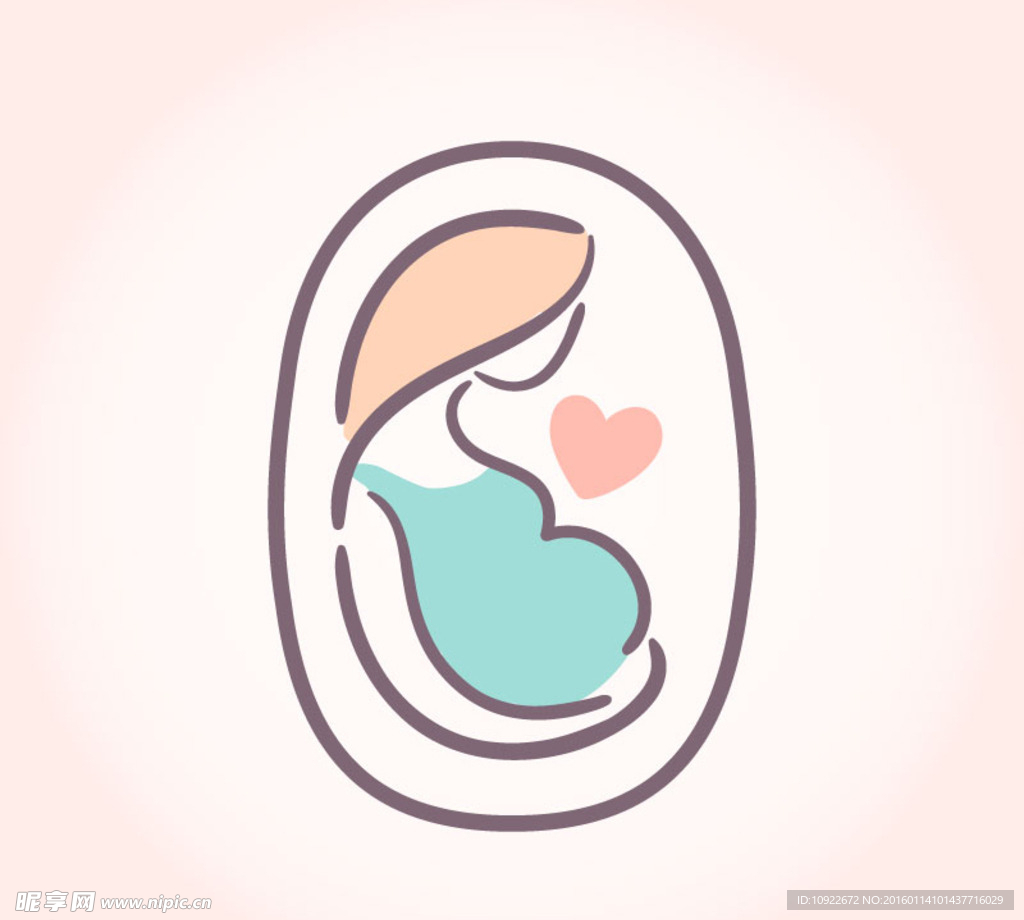 清新孕妇 与爱心 图标