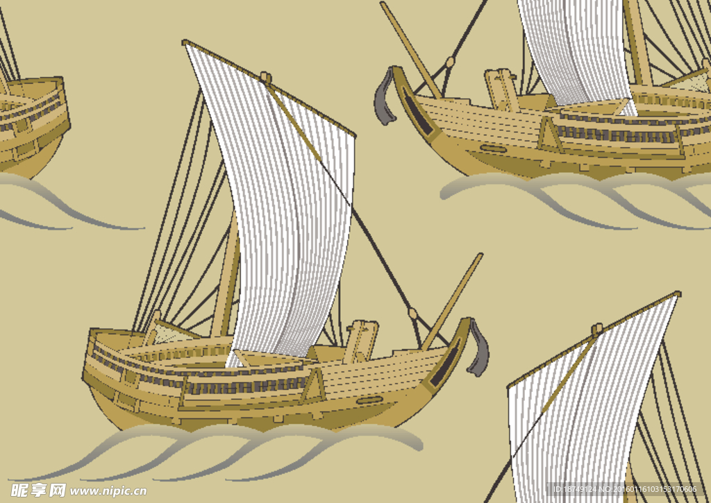 日式渔船花纹