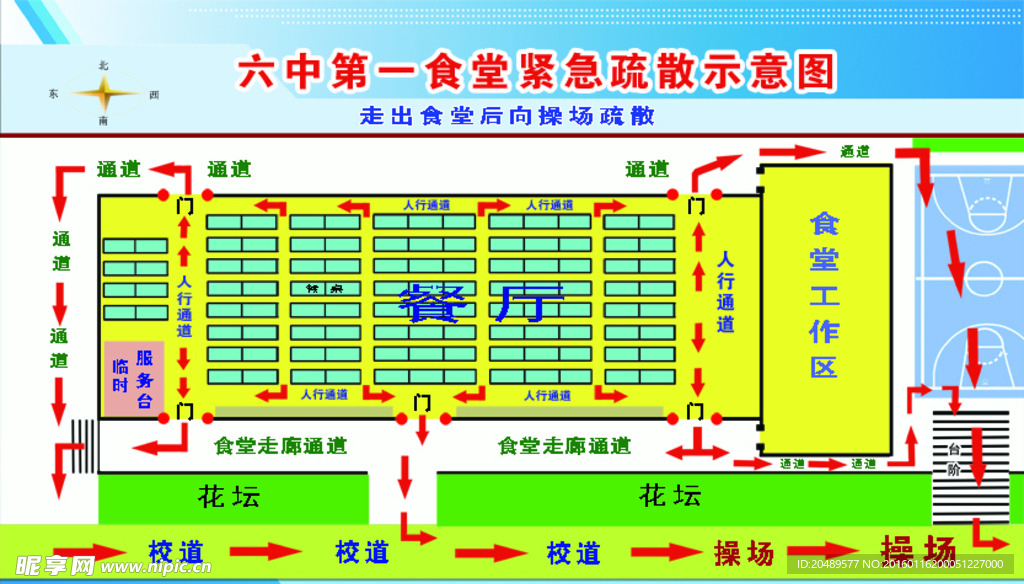 第一食堂紧急疏散示意图