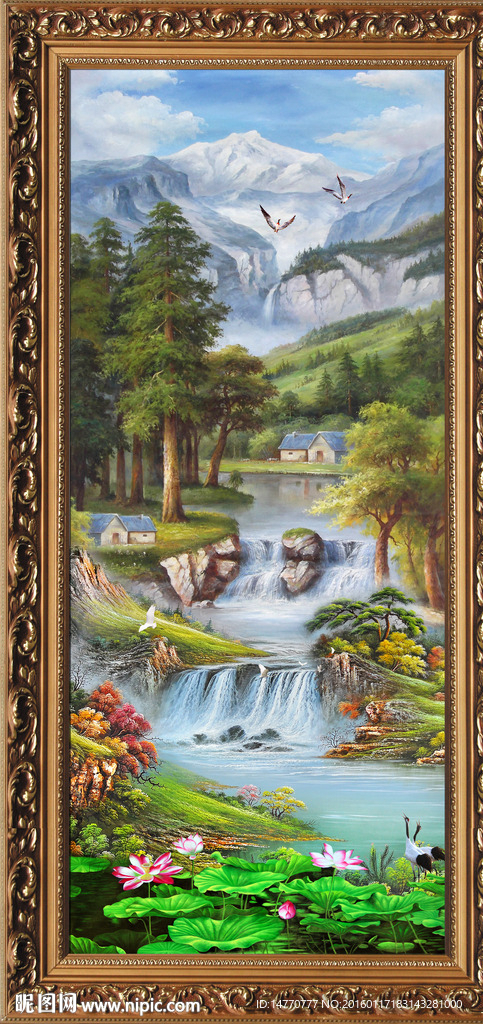 竖幅油画风景