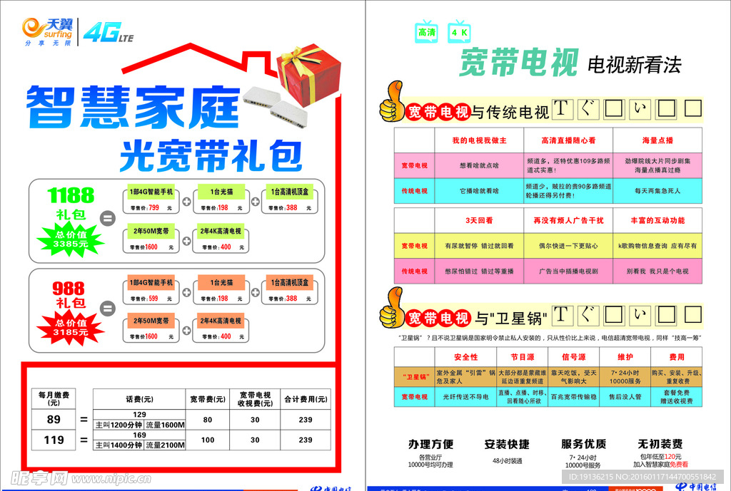 智慧家庭光宽带礼包宣传单