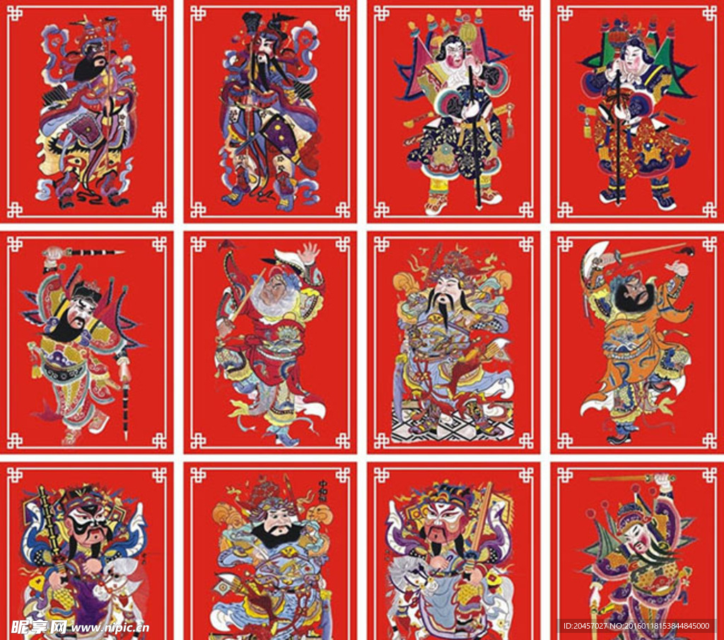 中国传统年画矢量图