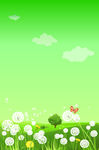 卡通绿色展板 蒲公英