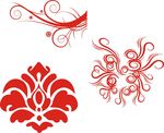红色矢量花纹