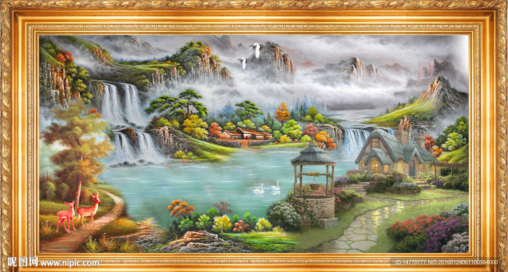 山水油画风景